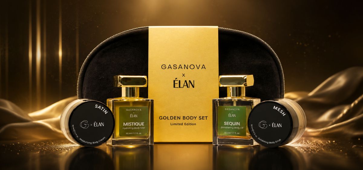 Лімітований набір косметики для тіла GASANOVA x ÉLAN GOLDEN BODY SET для літнього догляду